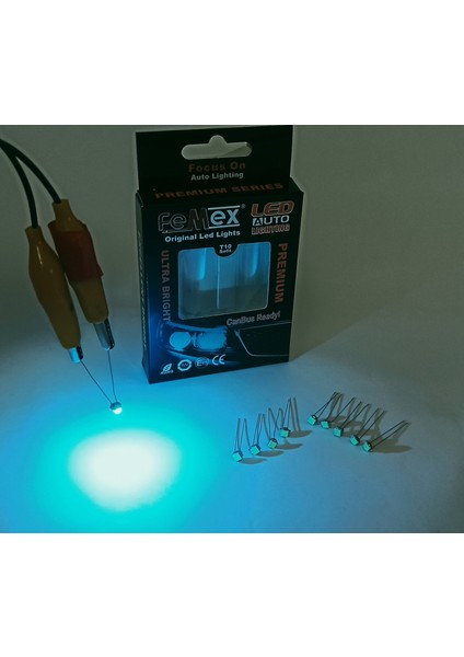 Premium T5 T4 10'lu Ince Bacaklı Kıl LED Mini LED Ampul Parlak Turkuaz modelleri