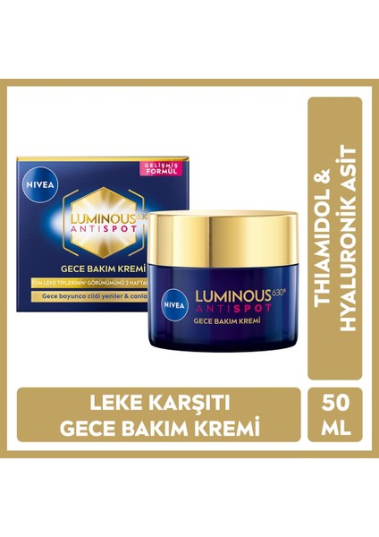 Luminous630 Leke Karşıtı Gece Yüz Bakım Kremi 50ml,Hyaluronik Asit, Tüm Cilt Tipleri