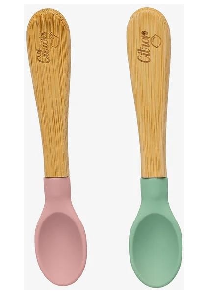 2'li Organik Bambu Kaşık Seti - Green/pink 1073667