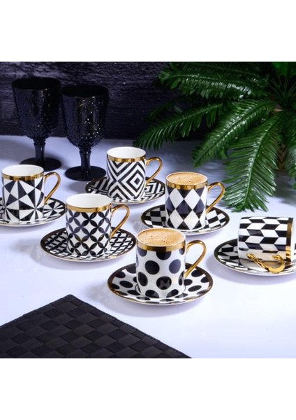 Black Pattern 6'lı Nescafe Takımı 200CC
