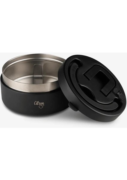 Separatörlü Paslanmaz Çelik Yemek Termosu 400 ml - Black 1196731