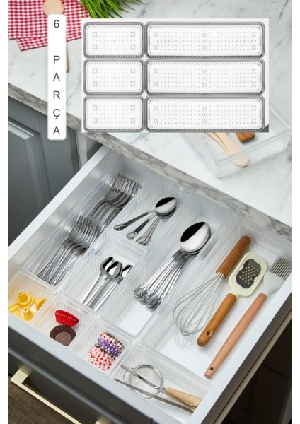 Bade 6 Parça Çekmece Içi Kaşıklık Düzenleyici Organizer - Çatal Bıçak Kutusu