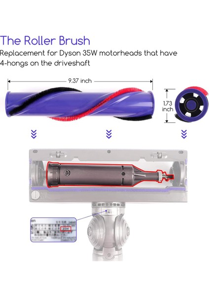 Rulo Fırça + Pre&post Hepa Filtre Kombosu Dyson V7 V8 ile Uyumlu (Yurt Dışından)