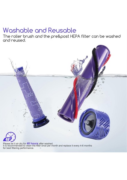 Rulo Fırça + Pre&post Hepa Filtre Kombosu Dyson V8 ile Uyumlu (Yurt Dışından)