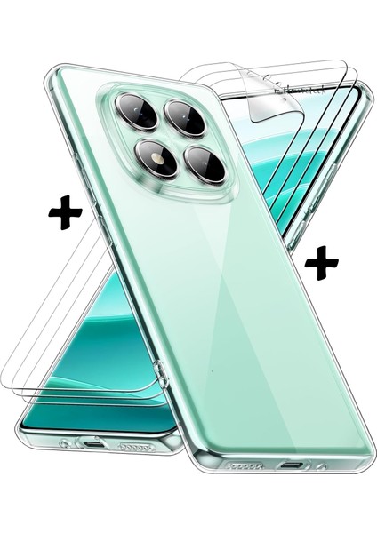 Xiaomi Redmi Note 14 Pro 5g Kılıf Kamera Çıkıntılı Korumalı Yumuşak Silikon +9h Ekran Koruyucu Cam 2in1 Set