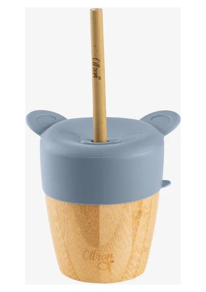 2'si 1 Arada Kapaklı ve Pipetli Organik Bambu Alıştırma Bardağı - Blue 1073636 fırsatları