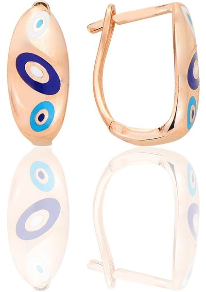 Gümüş Rose Nazar Mineli Fortuna J Küpe SGTL12703ROSE