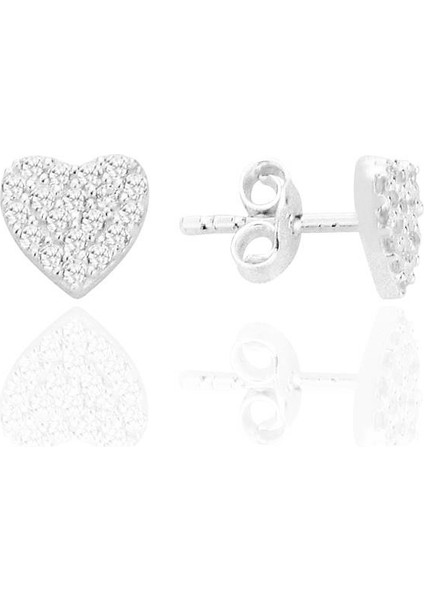 Gümüş Rodyumlu Zirkon Taşlı Kalp Küpe SGTL12709RODAJ