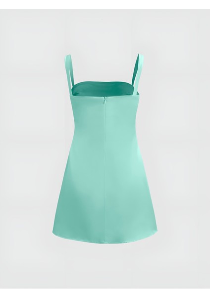 Saten Mini Elbise - Mint Yeşili fırsatları