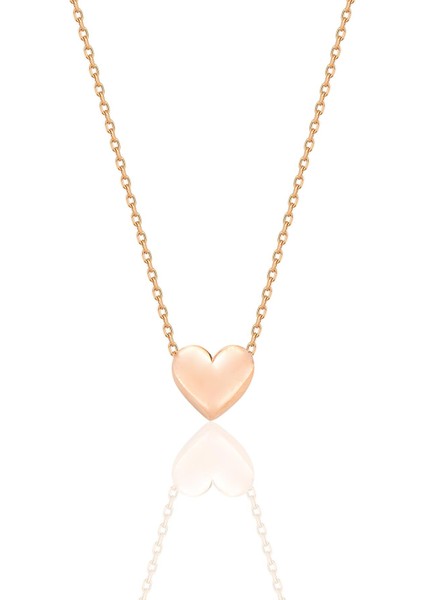 Gümüş Rose Bombeli Zamansız Kalp Kolye SGTL12675ROSE