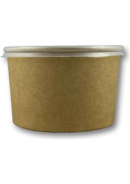 16 Oz Kraft Çorba Kasesi Şeffaf Kapaklı
