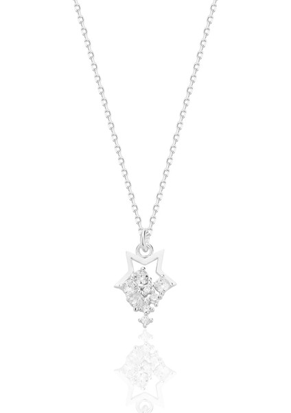 Gümüş Rodyumlu Zirkon Taşlı Yıldız Yağmuru Kolye SGTL12684RODAJ