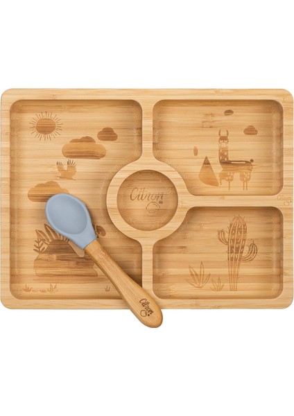 Bölmeli Organik Bambu Kare Yemek Takımı 1073568