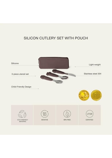 Çantalı Silikon Saplı Paslanmaz Çelik Çatal Bıçak ve Kaşık Takımı - Beige 1286395 fiyatları