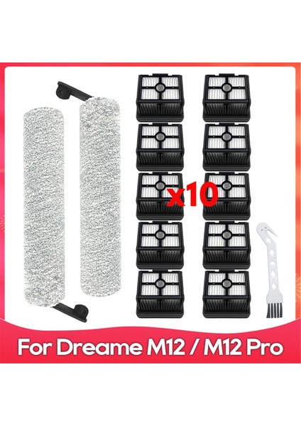 Dreame M12 / M12 Pro Zemin Fırçalama Makinesi Vakum Aksesuarları Silindir Fırça Hepa Filtre Yedek Parçaları Için 13 Adet (Yurt Dışından)