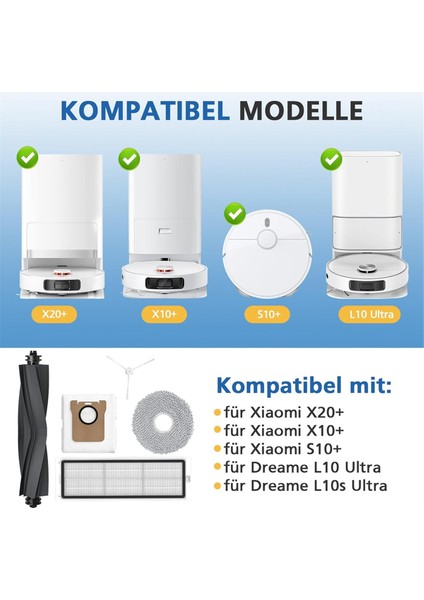 Xiaomi X20+ / X10+, Dreame L10S Ultra, L10 Ultra, S10+ Elektrikli Süpürge, Yedek Parçalar Fırça Filtre Paspas Torbaları (Yurt Dışından) fiyatları