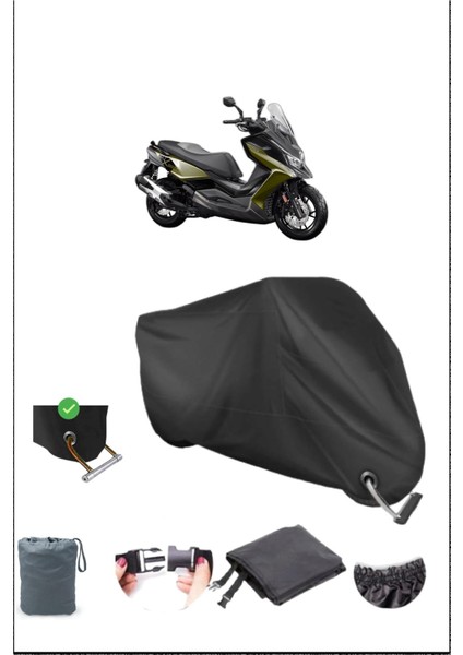 Kymco Dtx 360 Için Kilit Uyumlu Siyah Motosiklet Branda, Güvenli, Su Geçirmez