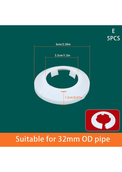E Tarzı 5 Adet Radyatör Boru Yaka Duş Bataryası Açı Valfi Boru Dekoratif Kapağı Snap-On Plastik Halkalar Tahliye Boruları Için Püskülleri - E-Ticaret Için Türkçe Başlık (Yurt Dışından)