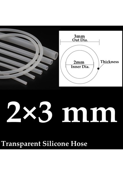 2X3MM Tarzı 10 Milyon Iç Çap 2~5mm Gıda Grade Şeffaf Silikon Boru Isıya Dayanıklı Içme Suyu Hortumu Esnek Hava Pompası Hortumu (Yurt Dışından)