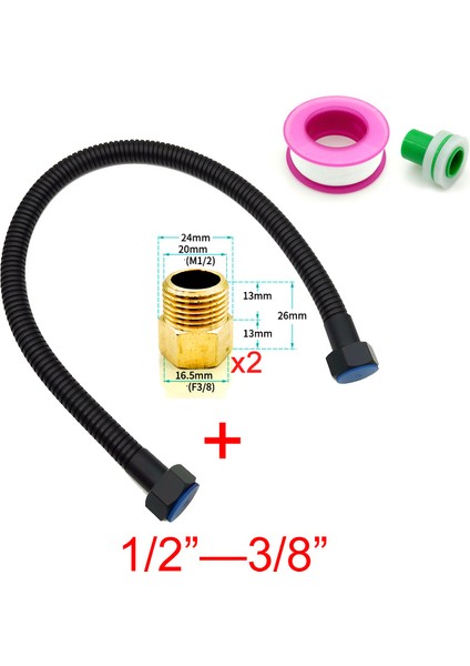 Mat Siyah 3l8 Stili 30CM 50CM Altın Renkli Paslanmaz Çelik Boru Bağlantılı Altın Sıhhi Tesisat Hortumu Açı Valfi Bağlantısı (Yurt Dışından)