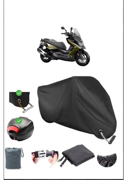 Kymco Dtx 360 Için Arka Çanta Ve Kilit Uyumlu Siyah Motosiklet Branda, Güvenli