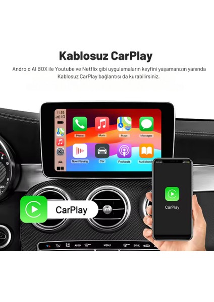 Carplay Ai Box 2GB+32GB Youtube,netflix,google Play & Kablosuz Carplay&android Auto