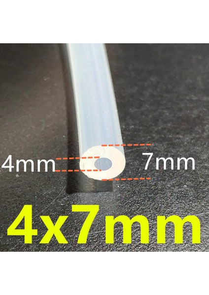 4X7MM Tarzı 1 Metre Gıda Sınıfı Şeffaf Silikon Boru Kauçuk Hortum Su Gaz Borusu (Yurt Dışından)