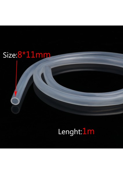 8X11 mm Stili 5 Metre 1m Gıda Sınıfı Şeffaf Silikon Kauçuk Hortum Esnek Silikon Boru Dış Çapı (Yurt Dışından)