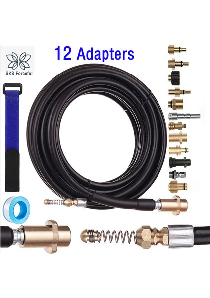 S4 Tarzı 8 Metre Karcher Aksesuarları ile Adaptörlü Su Tahliye Temizlik Hortumu Boru Temizleyici Kiti Basınçlı Yıkama Hortumu Püskürtücü Araba Yıkama Hortumu (Yurt Dışından) fiyatları