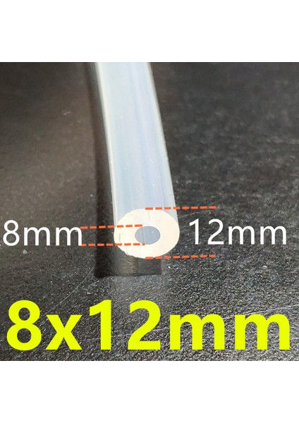 8X12MM Tarzı 1 Metre Gıda Sınıfı Şeffaf Silikon Boru Kauçuk Hortum Su Gaz Borusu (Yurt Dışından)