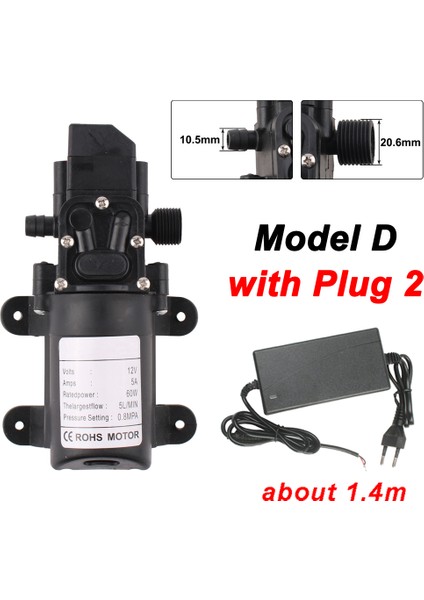 Adaptörlü D Dc 12V 60W 5l/dak Tarımsal Elektrikli Su Pompası Siyah Mikro Yüksek Basınçlı Diyafram Su Pompası Su Püskürtücü Araba Yıkama (Yurt Dışından)