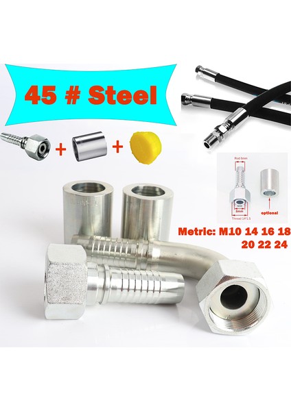 1 Hikaye Stili 6mm'den M16X1,5'E Hidrolik Bağlantılar Metrik Konik Hortum Ucu Yağ Boru Bağlantısı Tutma Tipi Boru Yüksek Basınçlı Hidrolik Bağlantı (Yurt Dışından)