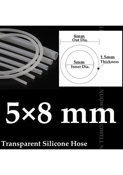 5X8MM Tarzı 10 Milyon Iç Çap 2~5mm Gıda Grade Şeffaf Silikon Boru Isıya Dayanıklı Içme Suyu Hortumu Esnek Hava Pompası Hortumu (Yurt Dışından)
