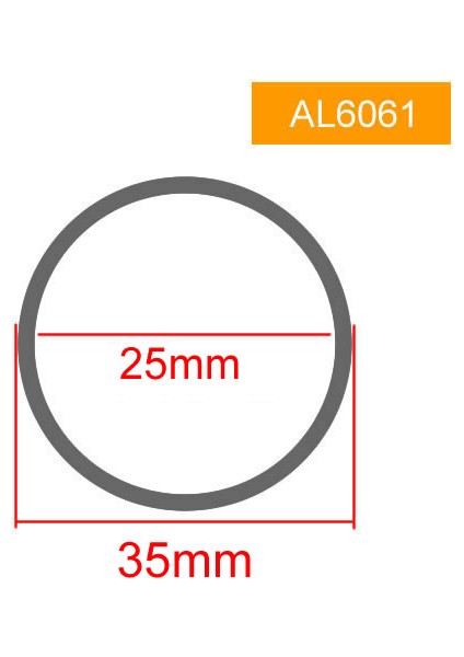 OD35 ID25 Stili 245 mm Dış Çapı Alüminyum Boru Tüp, OD35MM Iç Çapı 7mm Ila 33MM Arası, Boş Alüminyum Boru, Alüminyum Alaşımlı Boru (Yurt Dışından)