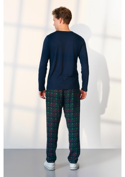 Erkek Ekose Desenli T-Shirt Pijama Takımı 25K4533