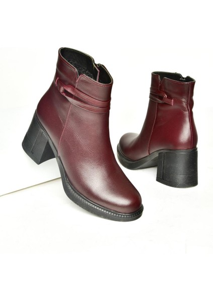 T654035203 Bordo Kalın Topuklu Kadın Bot modelleri
