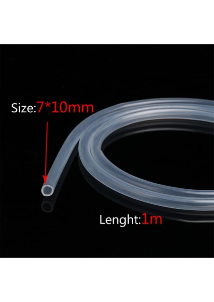 7X10 mm Stili 1 Metre 1m Gıda Sınıfı Şeffaf Silikon Kauçuk Hortum Esnek Silikon Boru Dış Çapı (Yurt Dışından)