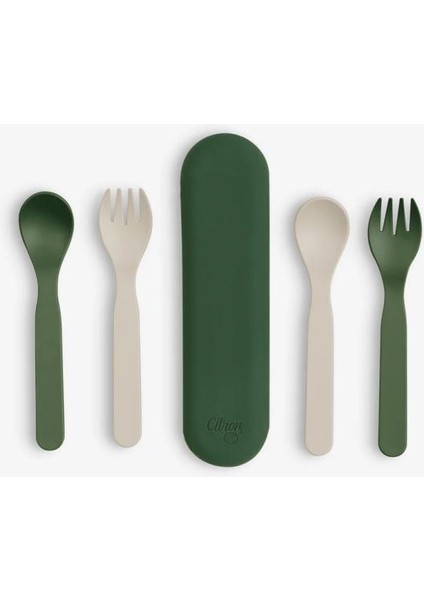 Bio-Based 2'li Çatal Kaşık Takımı ve Kutusu - Green/cream 1196953