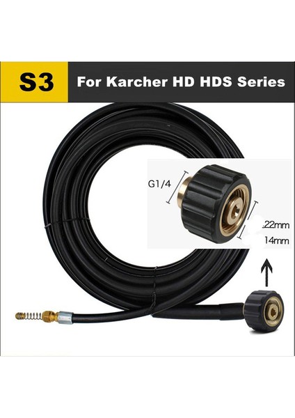 S3 Tarzı 5 Metre Karcher Aksesuarları ile Adaptörlü Su Tahliye Temizlik Hortumu Boru Temizleyici Kiti Basınçlı Yıkama Hortumu Püskürtücü Araba Yıkama Hortumu (Yurt Dışından)