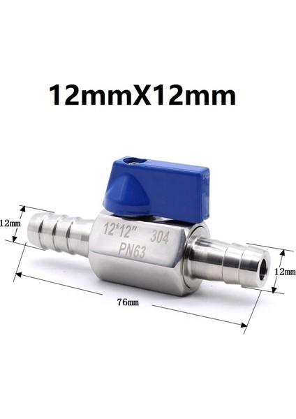 Mavi Saplı 12X12 Stili 1 Parça Ev Yapımı Bira Için Minyatür Hijyenik Küresel Vana Paslanmaz Çelik Mavi Saplı Hortum Bağlantılı (Yurt Dışından)
