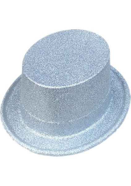 Gümüş Renkli Lazer Olval Simli Şapka 30X10 cm