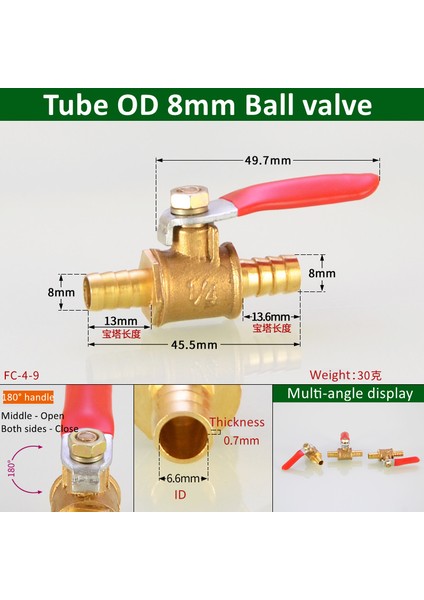 Dış Çap 6mm Stili 10 Parça Küçük Kırmızı Saplı Vana Hortum Barbs Inline Pirinç Su Yağ Hava Gaz Yakıt Hattı Top Vana Boru Bağlantı Elemanları (Yurt Dışından) fırsatları