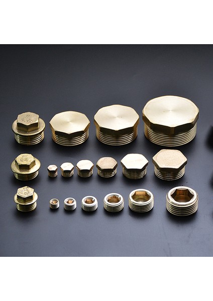 Pirinç Kap Tarzı 5 Adet Bakır Erkek Dişi Bağlantılı Hex Başlı Kapak Tapası Fiş Kuplaj Bağlayıcı Adaptör (Yurt Dışından)