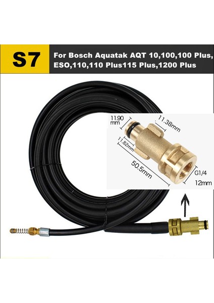 S7 Tarzı 10 Metre Karcher Aksesuarları ile Adaptörlü Su Tahliye Temizlik Hortumu Boru Temizleyici Kiti Basınçlı Yıkama Hortumu Püskürtücü Araba Yıkama Hortumu (Yurt Dışından)