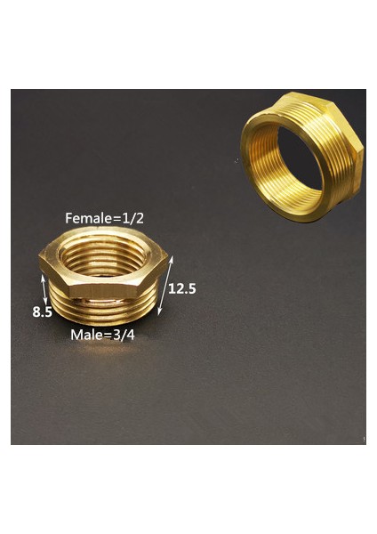 Kadın 04-Erkek 06-12 Tarzı Pirinç Altıgen Redüktör Boru Bağlantısı Iplikli Bakır Su Gaz Adaptörü Kuplaj Bağlayıcı (Yurt Dışından)