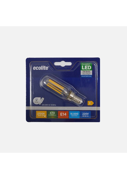 T25 LED Filament 4 W E14 2700K Sarı Işık