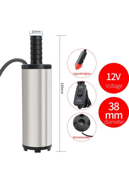 12V38M Puro Çakmağı 12V 24V Su Yağ Dizel Yakıt Transfer Dolum Aracı Daldırma Pompası Dc L/dak Kerosen Paslanmaz Çelik (Yurt Dışından) indirimleri