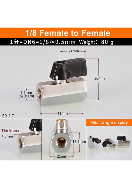 1l8 Kadından Kadına Tarzı Siyah Mini Vana Erkek Dişi Hava Kompresörü Su Gaz Yağ Kapatma Valfi Pirinç Bilyalı Vana Bsp Dişli (Yurt Dışından)