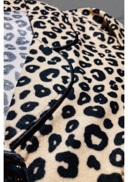 Leopar Desenli Gömlek Yaka Cepli Süet Pijama Takımı fırsatları