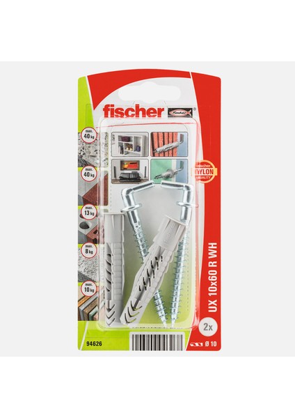 Ux 10X60 Universal Dübel Açılı Kancalı